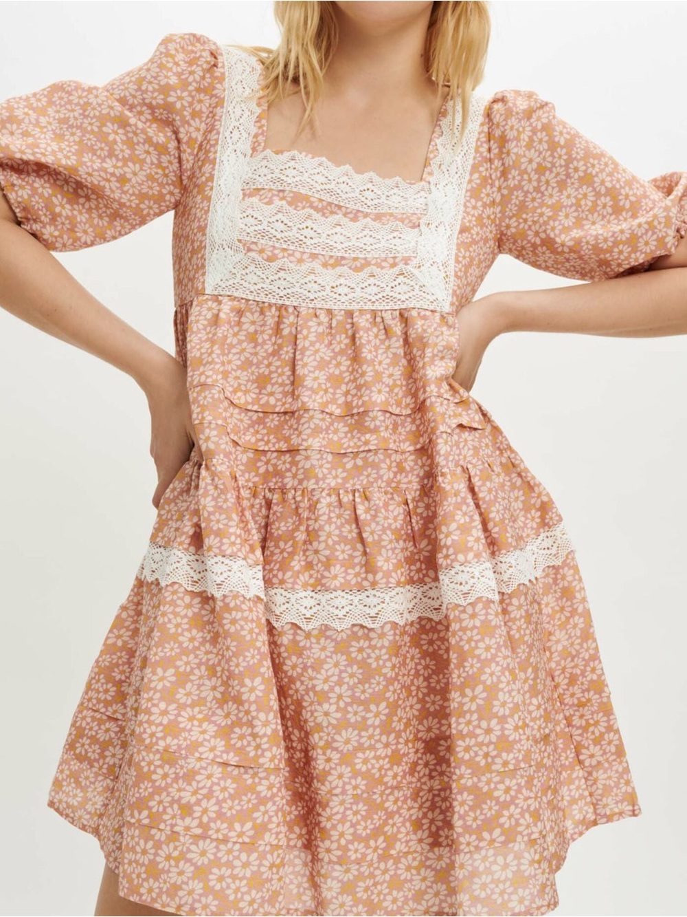 Maje Radola Floral Print Linen Blend Mini Dress Eu 36 Size S Cottagecore Prairie - Picture 13 of 16
